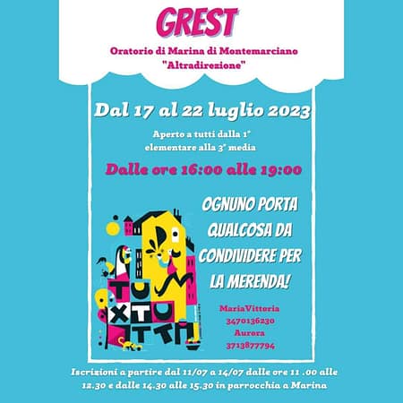 GREST DAL 17 AL 22 LUGLIO 2023 – TU X TUTTI