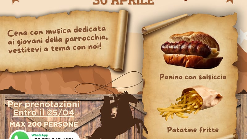Cena a tema Country in oratorio per tutti i giovani della parrocchia